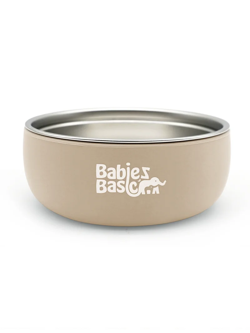 Babies Basic Babies Basic Stainless Steel Bowl with Silicone Sleeve for Kids, Beige