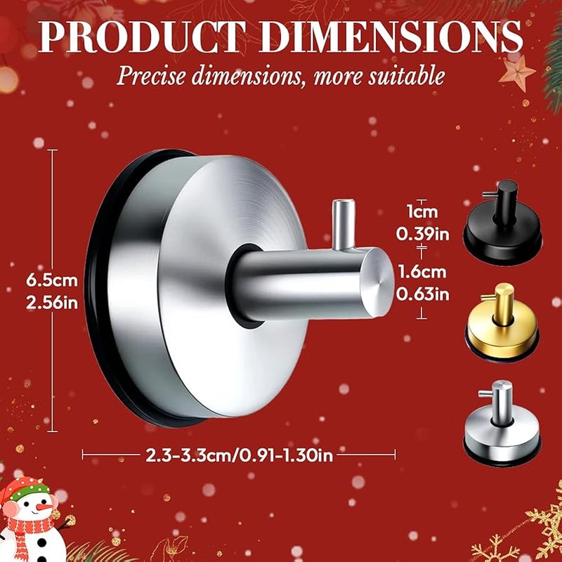 Fauppt Suction Cup Hooks for Wreaths on Glass Suction Cup Hooks for Shower,2025 No Drill Suction-Cup Hook Hanging Towels for Window Door Bathroom Mirrors,Wreath Hanger Holder (2, Silver) - Image 5