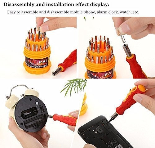 ARTO Professional Household Repair 31 in 1 Tool Kit Magnetic Screw Driver, Repairing Set Replaceable Straight Multitool for Laptop, Mobile Phone, iPhone, Electronic(Multicolor) - Image 2