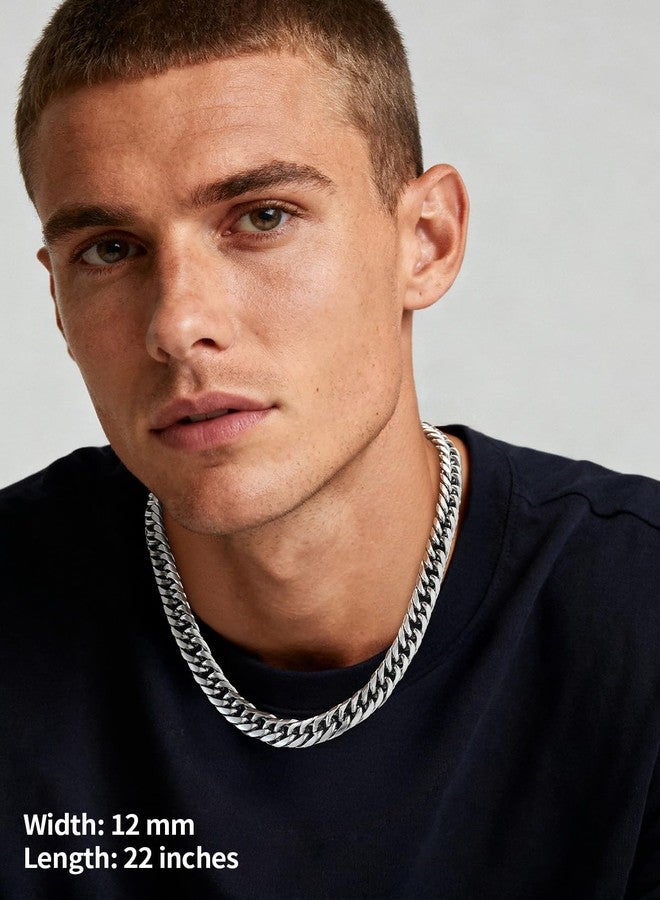 U7 Men's Big Chain 12MM Wide 22" Stainless Steel Franco Curb Necklace Hip Hop Punk Jewelry Cuban Link Chain for Men Women - Image 2