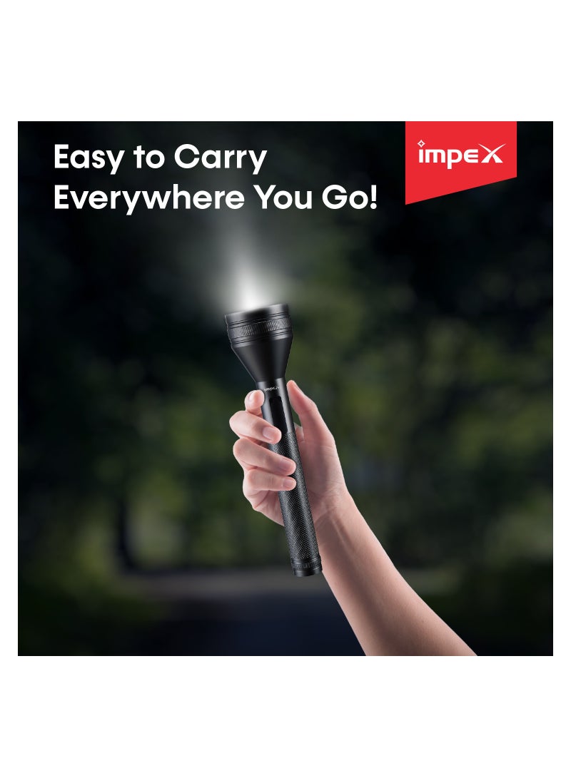 Torch 3SC Rechargeable LED Flashlight | 500 Lumens Brightness | 2200m Range | 4000mAh Lithium Battery | Aircraft Aluminium Body | Water Resistant | Overcharge & Overdischarge Protection