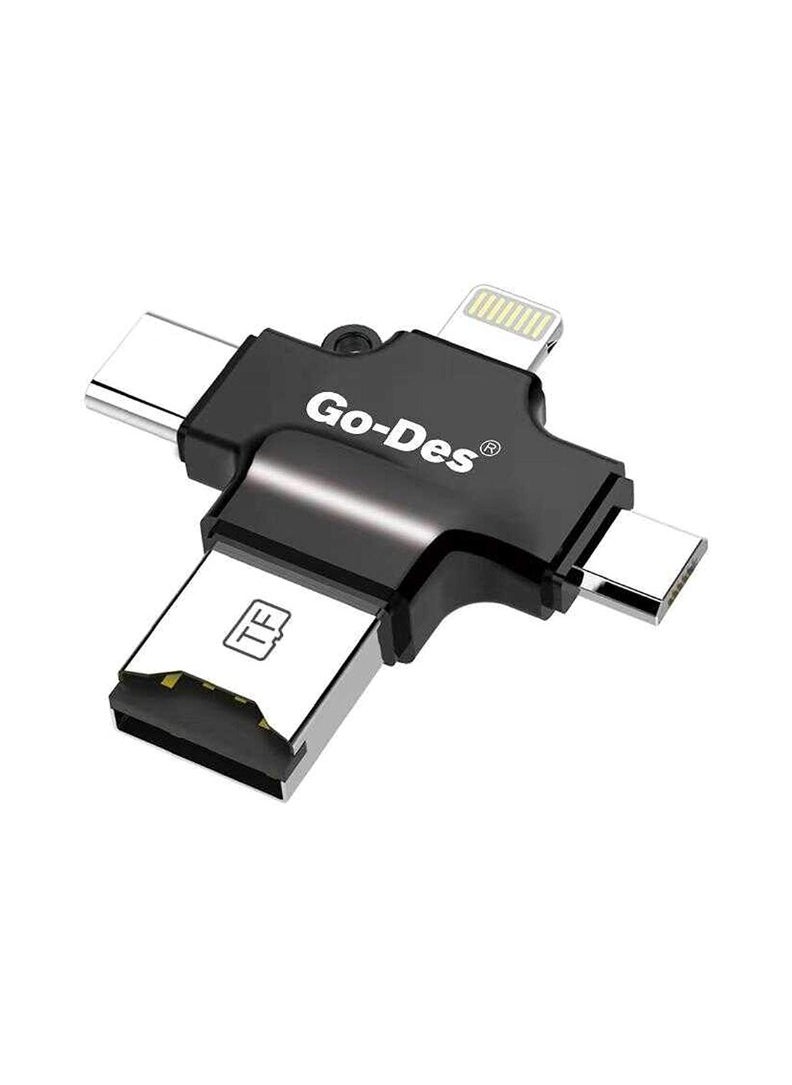 Generic - 4 In 1 USB Tf Micro Sd Card Reader Black - Image 1