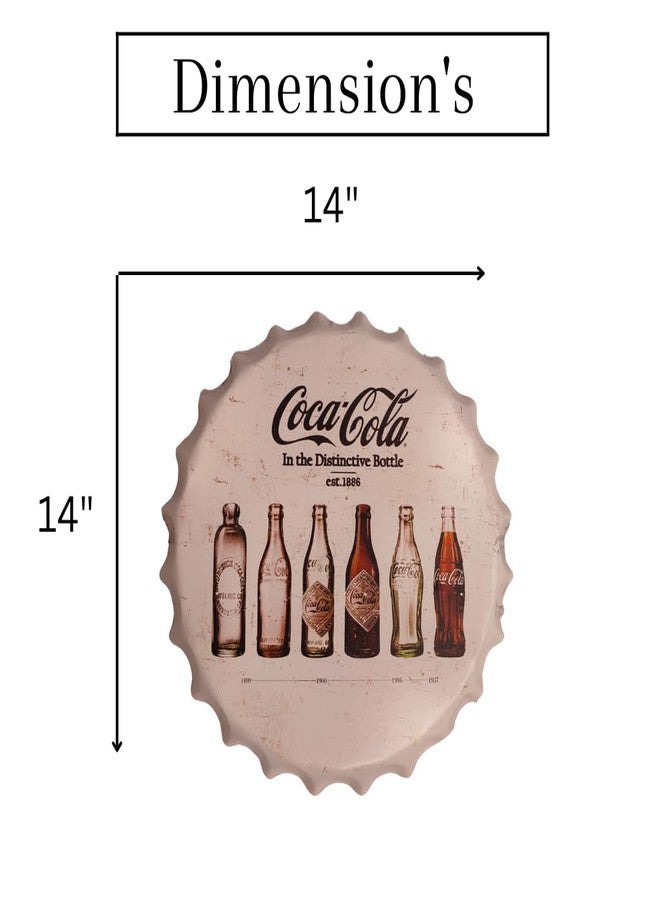 EAZYWAGON Decorative Metal Bottle Caps Wall Sign Plates - 14X14 Inches - C-COLA BOTTLES Metal Sign Wall Hanging Bottle Cap for Home, Farmhouse, Bar & Cafe Decoration | Vintage & Retro Look Plaques - Image 3
