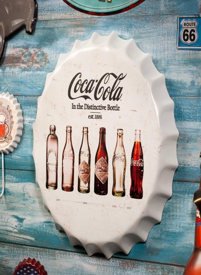 EAZYWAGON Decorative Metal Bottle Caps Wall Sign Plates - 14X14 Inches - C-COLA BOTTLES Metal Sign Wall Hanging Bottle Cap for Home, Farmhouse, Bar & Cafe Decoration | Vintage & Retro Look Plaques - Image 1