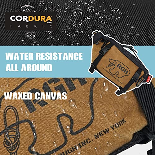 RE ROUGH ENOUGH Rough Enough Tactical Fanny Pack Crossbody Large Waist Bag for Men Fishing Hiking Travel in Waxed Canvas Brown Khaki, 4L - Image 3
