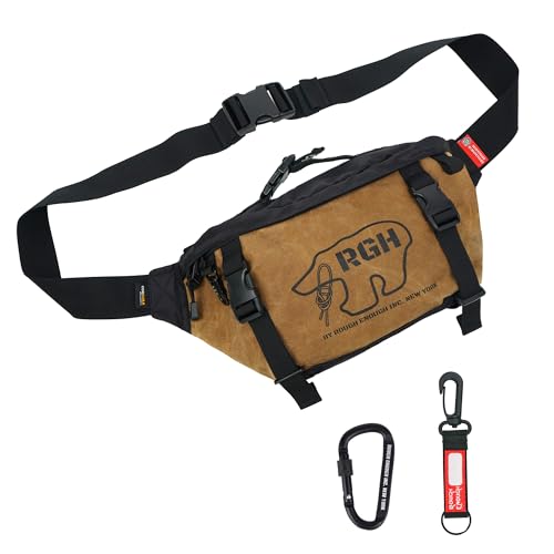 RE ROUGH ENOUGH Rough Enough Tactical Fanny Pack Crossbody Large Waist Bag for Men Fishing Hiking Travel in Waxed Canvas Brown Khaki, 4L - Image 1