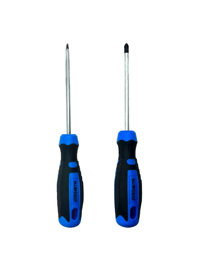 JOBSMITH 5 Inch Professional Hand Tool Screwdrivers with Ergonomic Non Slip Grip and Magnetic Tip for Home DIY and Workshop Repair - Image 1