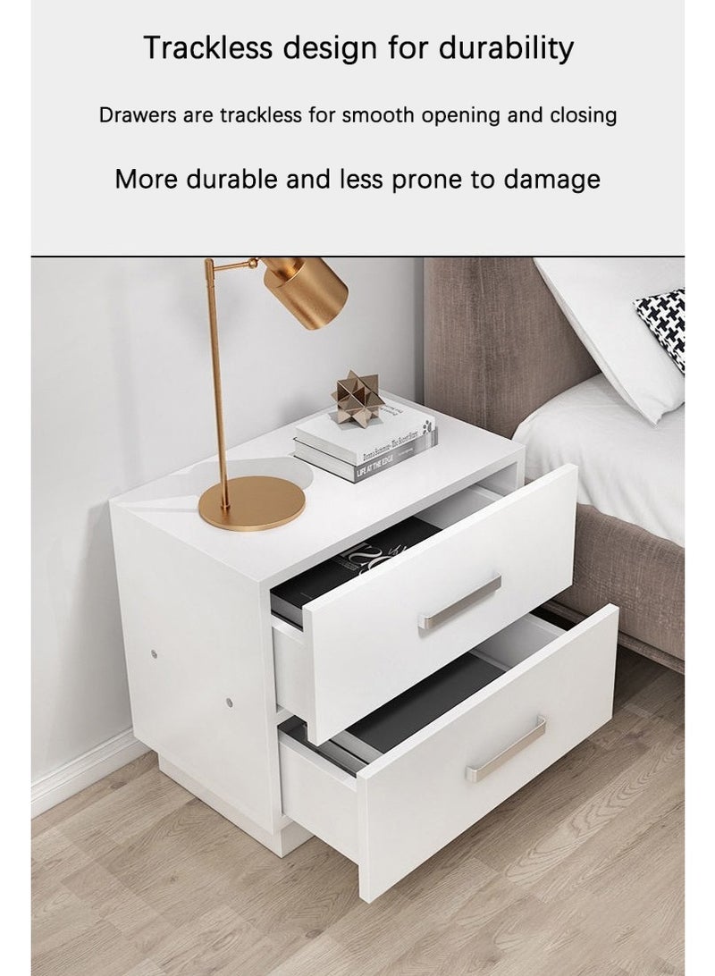 موندا طاولة جانبية كلاسيكية نورديك، سعة كبيرة، إطار جانبي مثبت على الأرض، طاولة جانبية عصرية وعملية مع أدراج مزدوجة، خزانة تخزين ضيقة لغرفة المعيشة أو غرفة النوم، لون أبيض. - Image 2