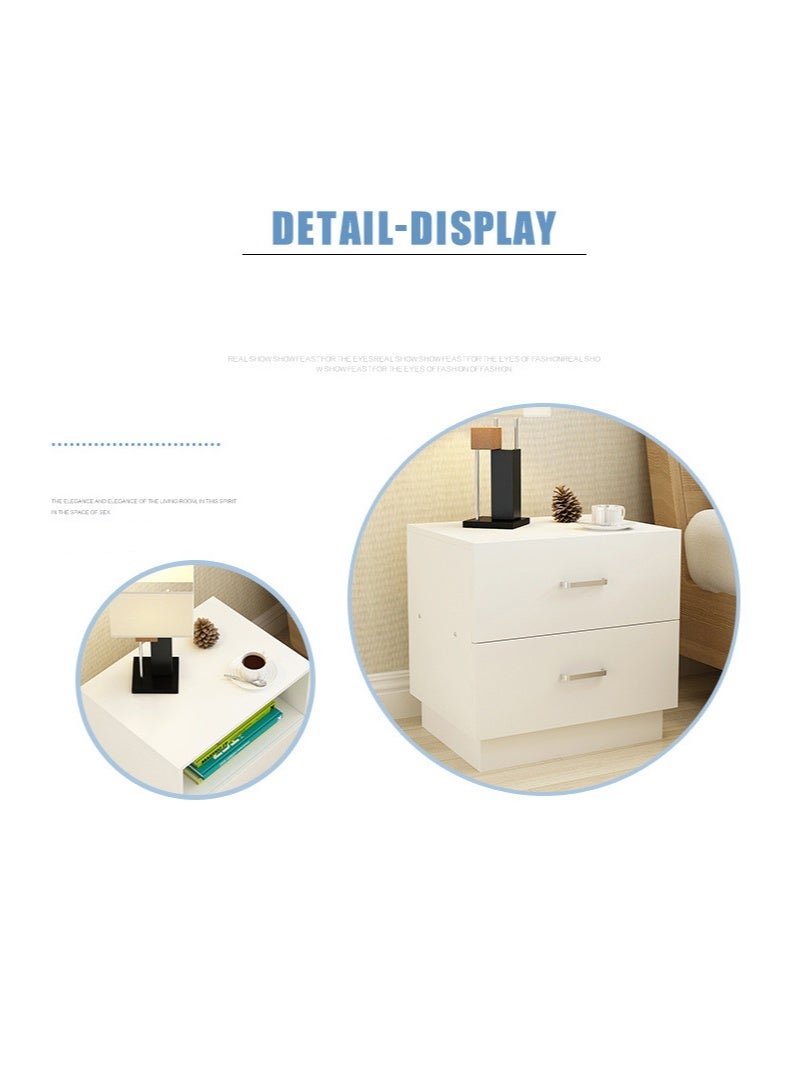 موندا طاولة جانبية كلاسيكية نورديك، سعة كبيرة، إطار جانبي مثبت على الأرض، طاولة جانبية عصرية وعملية مع أدراج مزدوجة، خزانة تخزين ضيقة لغرفة المعيشة أو غرفة النوم، لون أبيض. - Image 5