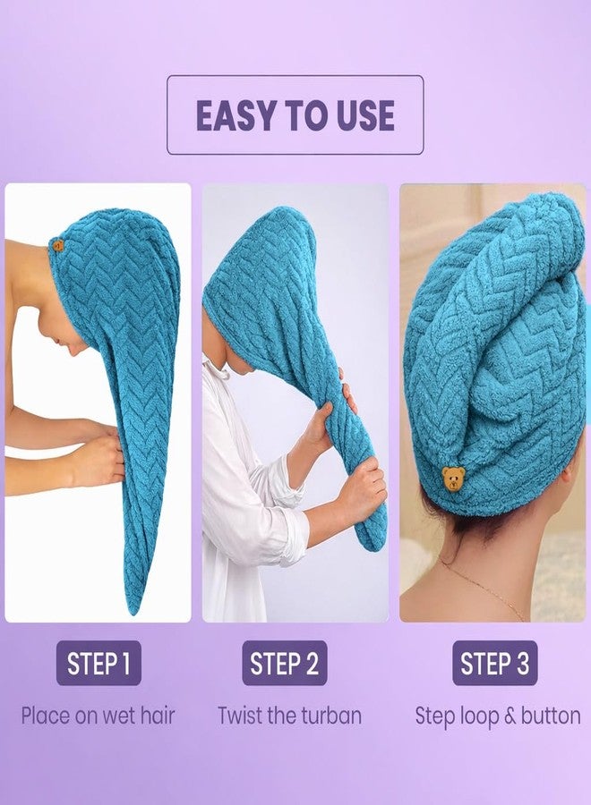MAXOSHINE Hair Towel Wrap for Women-Quick Drying Microfiber Towel for Hair with Elastic Loop for Tying-Super Absorbent Head Towels Wrap for Ladies Hair Turban - Image 2
