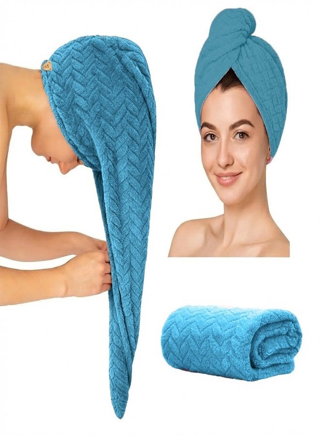 MAXOSHINE Hair Towel Wrap for Women-Quick Drying Microfiber Towel for Hair with Elastic Loop for Tying-Super Absorbent Head Towels Wrap for Ladies Hair Turban - Image 1