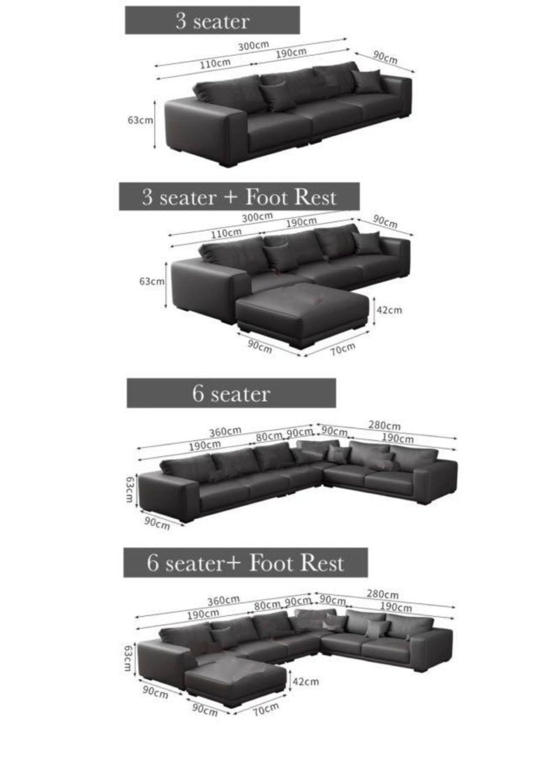 Al Zakharef Furniture Reem U-Shaped Sectional Sofa Set, 6-Seater with Ottoman, Premium Leather Upholstery, Solid Wooden Frame, Modern Luxury Living Room Furniture - Hermes Orange - Image 4