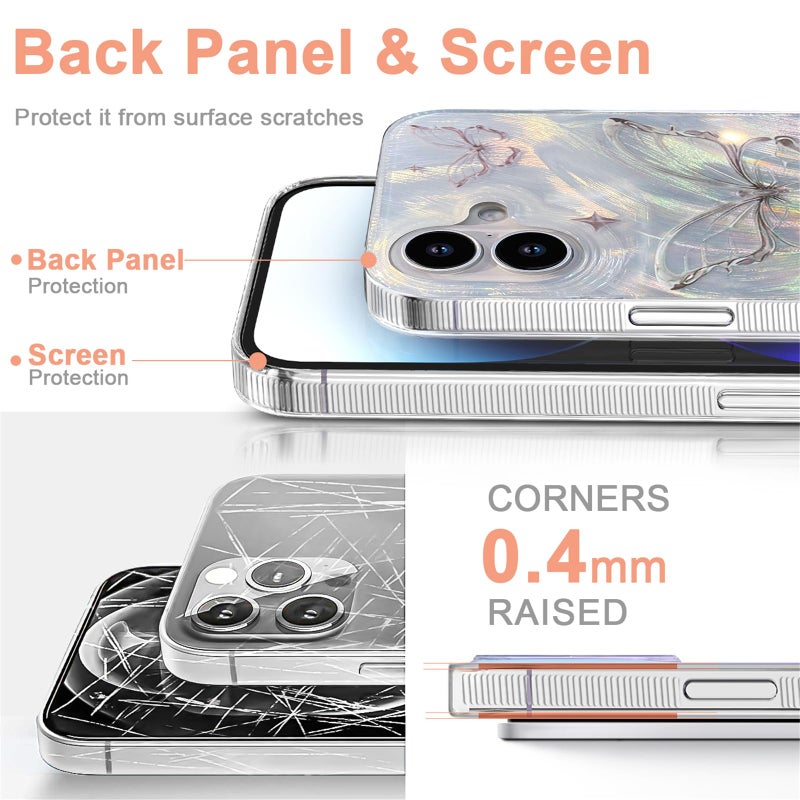 I-MGAE-IN-AR Compact Case for iPhone 16 Plus Shiny Silver Butterfly Design,Cute Trendy Soft Slim TPU Shockproof Protective Phone Cases Cover for Women Girls Aesthetic Glitter - Image 5
