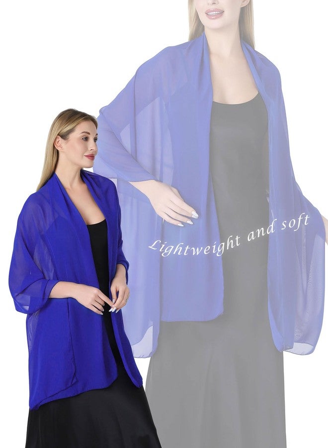 CHUNG Women Chiffon Shawl 78“x27.5” Solid Sheer Scarf Wraps Soft Lightweight Long for Wedding Party Gown Evening Dresses,RoyalBlue - Image 3