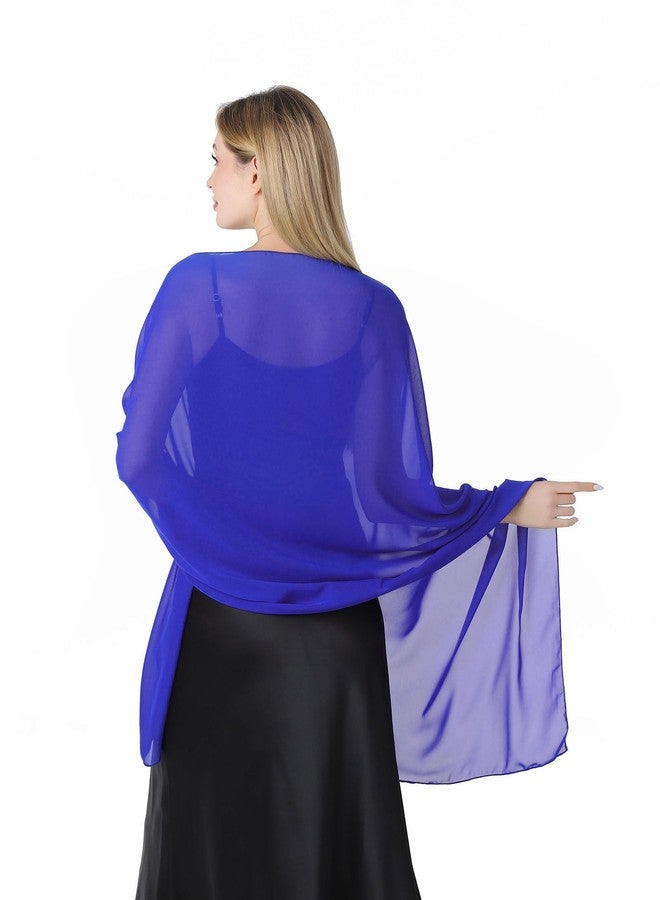 CHUNG Women Chiffon Shawl 78“x27.5” Solid Sheer Scarf Wraps Soft Lightweight Long for Wedding Party Gown Evening Dresses,RoyalBlue - Image 1