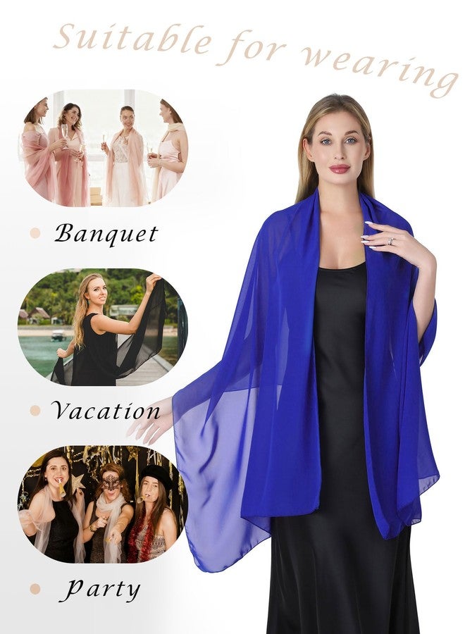 CHUNG Women Chiffon Shawl 78“x27.5” Solid Sheer Scarf Wraps Soft Lightweight Long for Wedding Party Gown Evening Dresses,RoyalBlue - Image 4