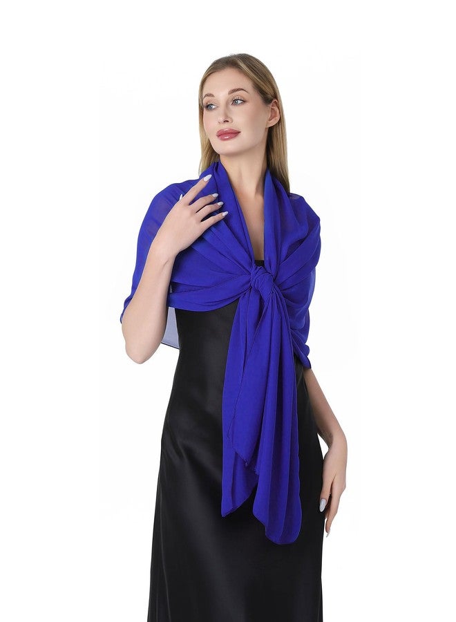 CHUNG Women Chiffon Shawl 78“x27.5” Solid Sheer Scarf Wraps Soft Lightweight Long for Wedding Party Gown Evening Dresses,RoyalBlue - Image 2