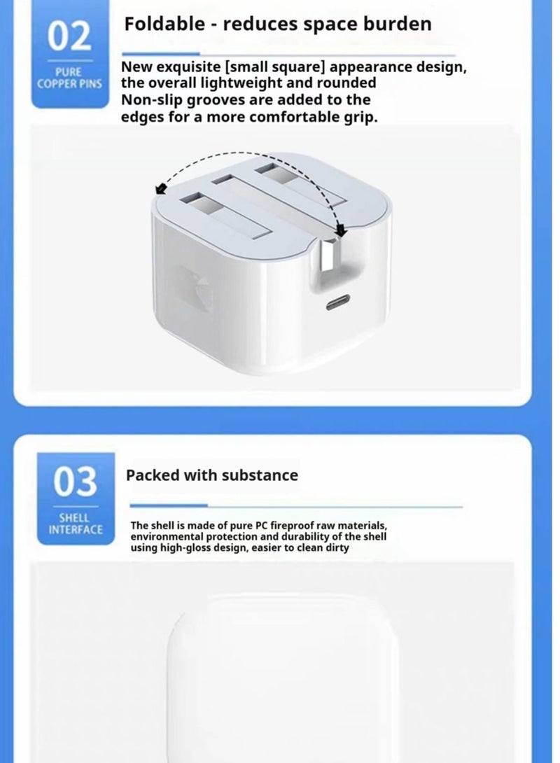 شاحن آيفون 16/15 برو ماكس مع منفذ USB C بقدرة 30 واط مع كابل شحن سريع من نوع C إلى نوع C بطول 1 متر لهواتف آيفون 16/15 برو ماكس/15 برو/15 برو/15 بلس/15، سامسونج S24 وجميع هواتف USB C/الأجهزة اللوحية - Image 3