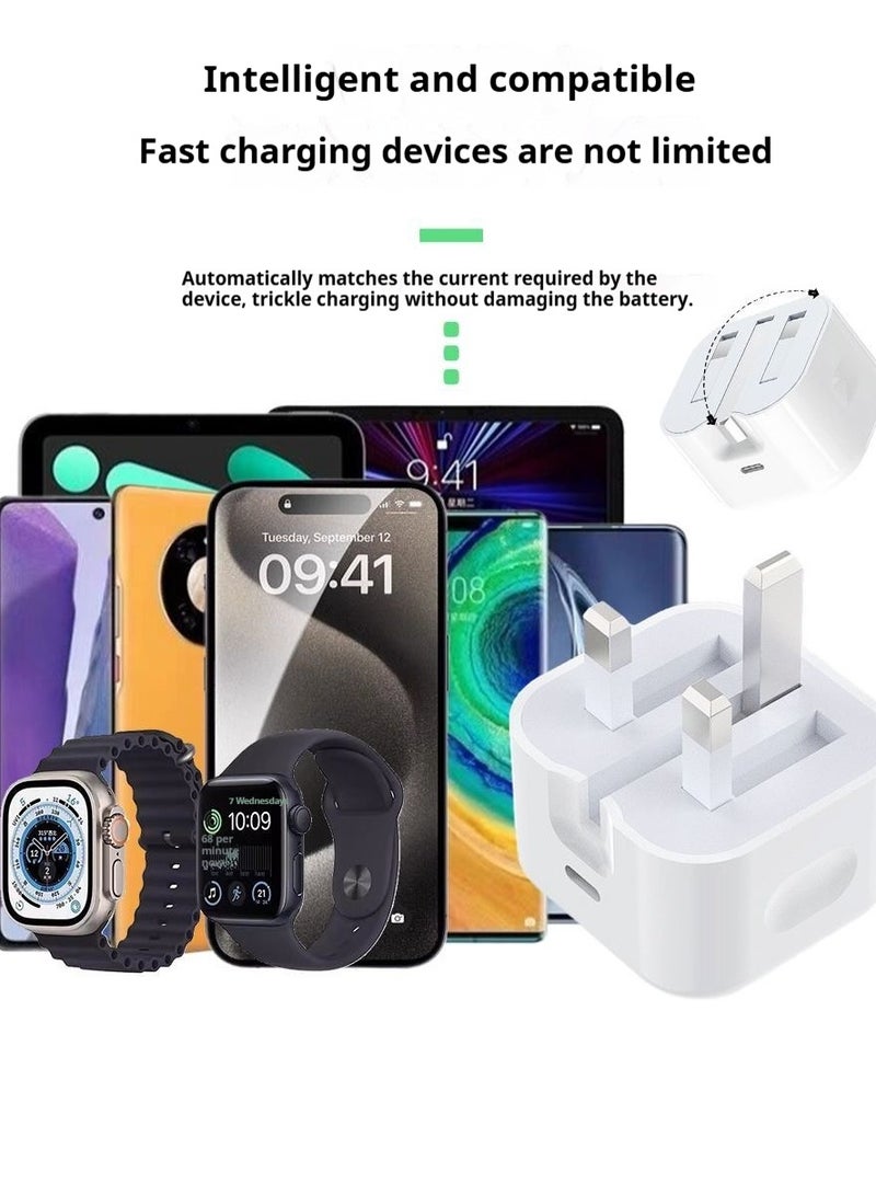 شاحن آيفون 16/15 برو ماكس مع منفذ USB C بقدرة 30 واط مع كابل شحن سريع من نوع C إلى نوع C بطول 1 متر لهواتف آيفون 16/15 برو ماكس/15 برو/15 برو/15 بلس/15، سامسونج S24 وجميع هواتف USB C/الأجهزة اللوحية - Image 2