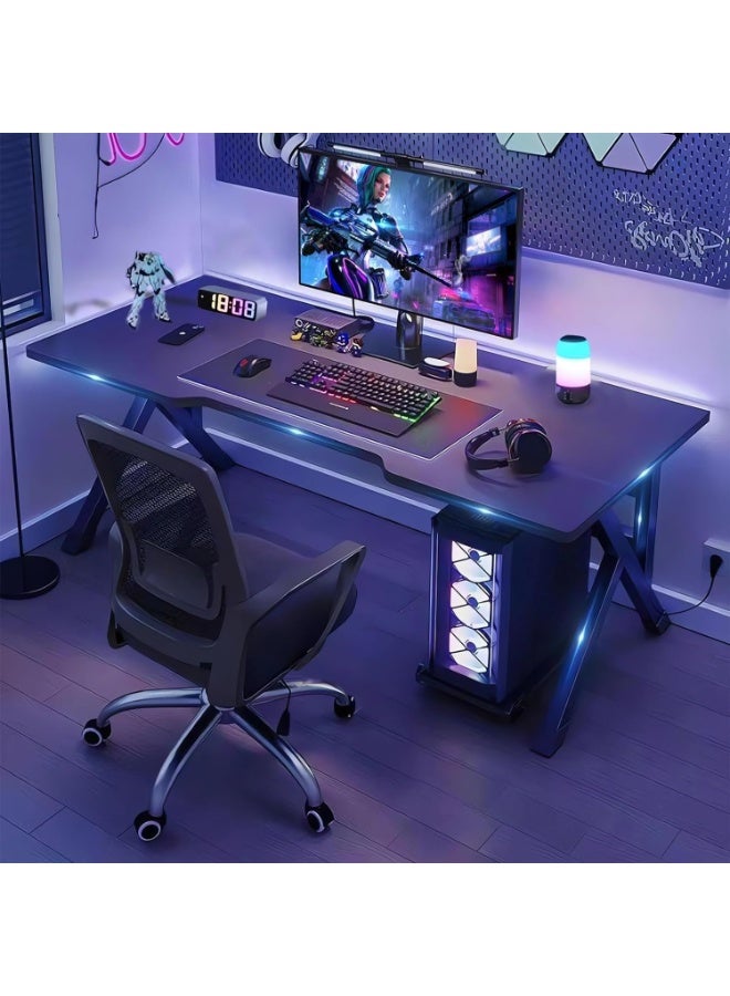 DubaiGallery K Shaped Gaming Desk 120cm Modern Computer Desk for Home Office & Gaming Spacious Study Table with Ergonomic Design Ideal for Student Desk Work Desk or Bedroom Desk Sturdy Black Office Table - Image 1