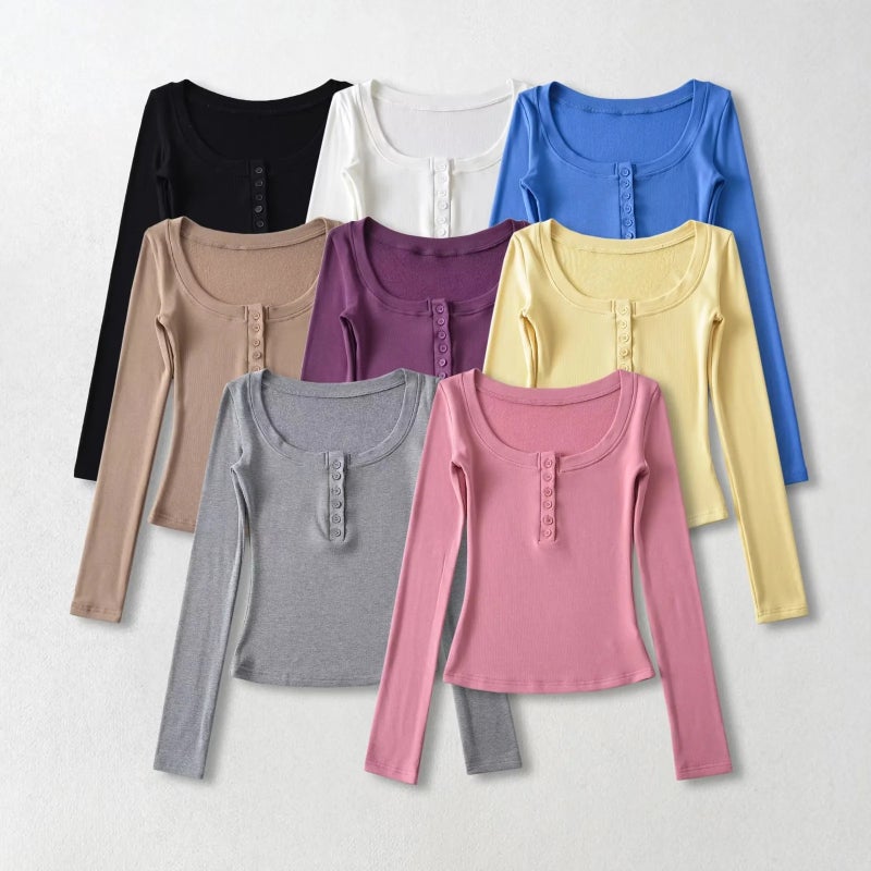 Pure Desire Style Low Square Collar Fleece-Lined Bottoming Shirt Women'S Inner Wear Tight Short Waist Tight Top Long Sleeve T-Shirt - Image 2