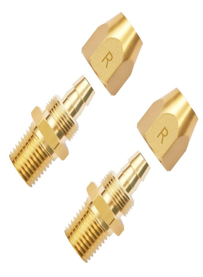 Pronese Pack of 2 High Quality Brass Pneumatic Rubber Hose End Pieces Reusable Repair Fitting 3/8 Inch Rod for ID 3/8 Inch Rubber Air Hose with 1/4 Inch NPT - Image 1