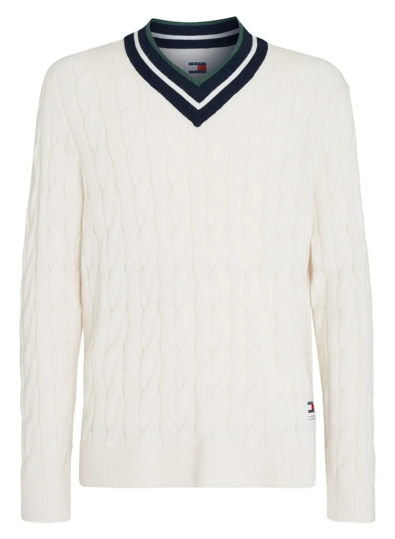 TOMMY JEANS Logo V Neck Sweater