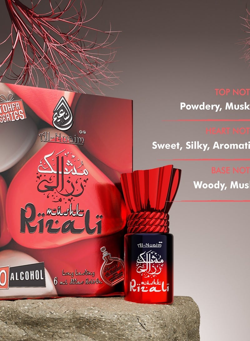 Al Nuaim Al-Nuaim Tohfa Series Mushk Rizali Attar Roll On for Men & Women - Pack of 4 (6ml Each) | Alcohol Free Attar | Long Lasting Fragrance - Image 4