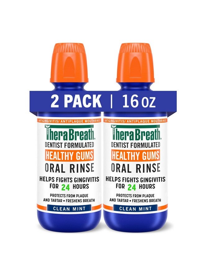 Therabreath Healthy Gums Mouthwash Clean Mint, Antigingivitis, Dentist Formulated, 16 Fl Oz (2-Pack) - Image 1