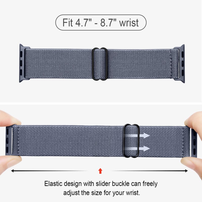 CCnutri Stretchy Nylon Solo Loop Bands Compatible with Apple Watch 38mm 40mm 41mm 42mm 44mm 45mm 49mm, Sport Elastic Wristbands Women Men Straps for iWatch Series 9/8/7/6/5/4/3/2/1/SE/Ultra/Ultra 2, 4 Pack - Image 2