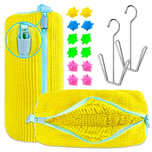 Mowtential Shoe Washing Machine Bag（2 Pack）- Reusable Shoe Washing Machine Bag, With 2 Drying Racks 12 Cleaning Ball, Sneaker Tennis Cleaner Kit, Quick Clean for Busy Families-Yellow - Image 1