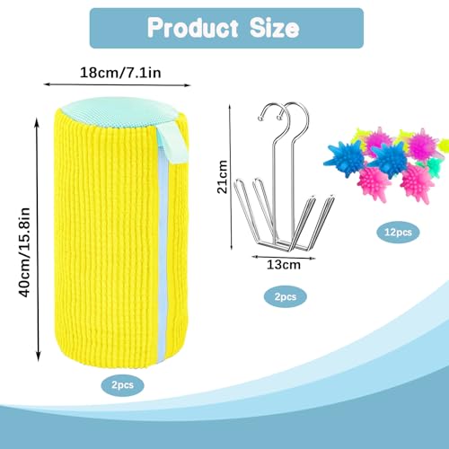 Mowtential Shoe Washing Machine Bag（2 Pack）- Reusable Shoe Washing Machine Bag, With 2 Drying Racks 12 Cleaning Ball, Sneaker Tennis Cleaner Kit, Quick Clean for Busy Families-Yellow - Image 2