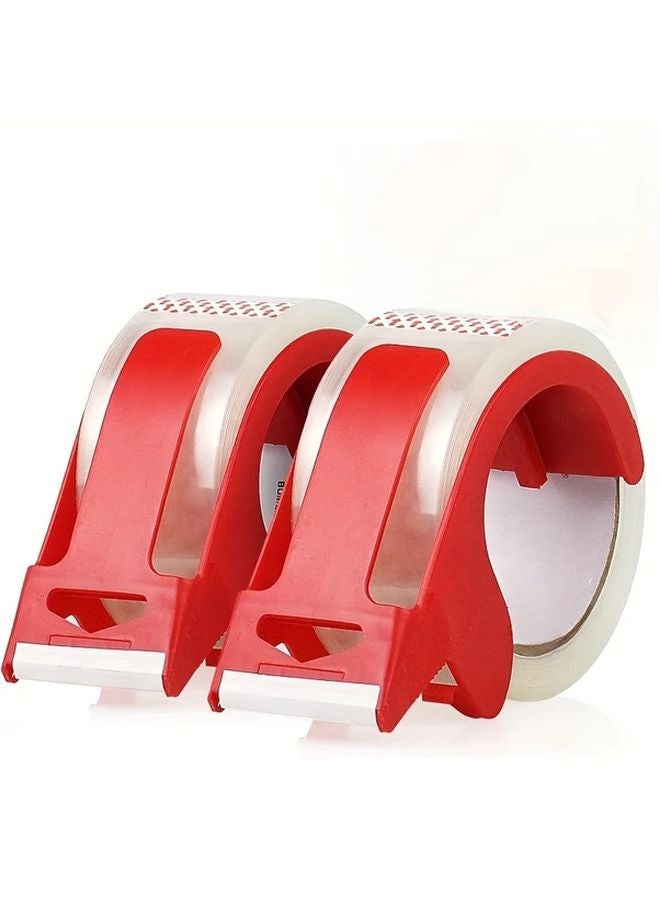 قطعتان شريط تغليف صناعي ثقيل واضح ومضاد للضوضاء مع موزع أحمر - Image 1