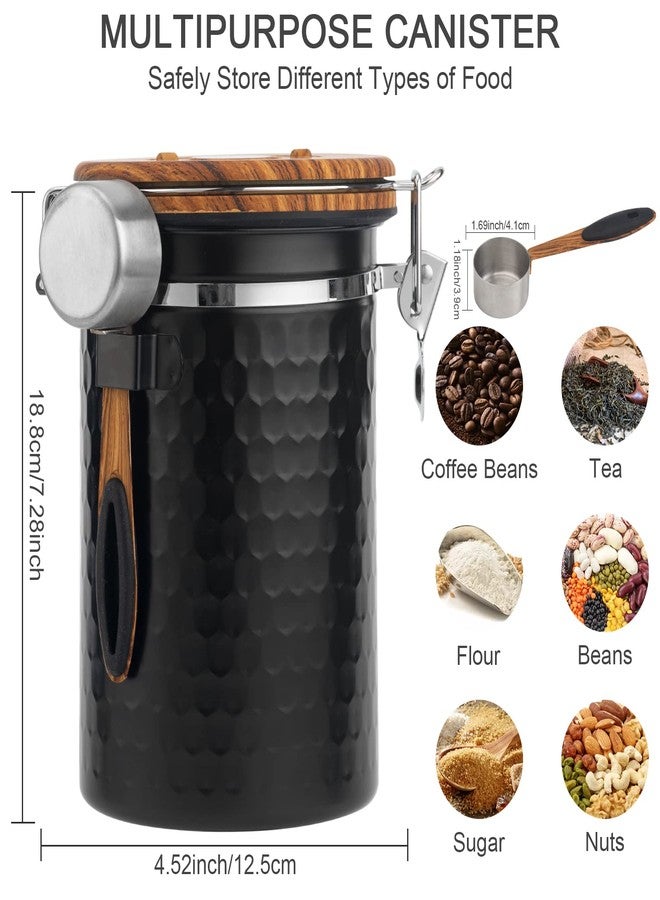 TEDSWAIT Coffee Canisters Airtight Coffee Bean Storage Container Kitchen Stainless Steel Food Storage Container with Scoop Date Tracker & CO2 Valve 61Fl Oz (Diamond Black) - Image 5
