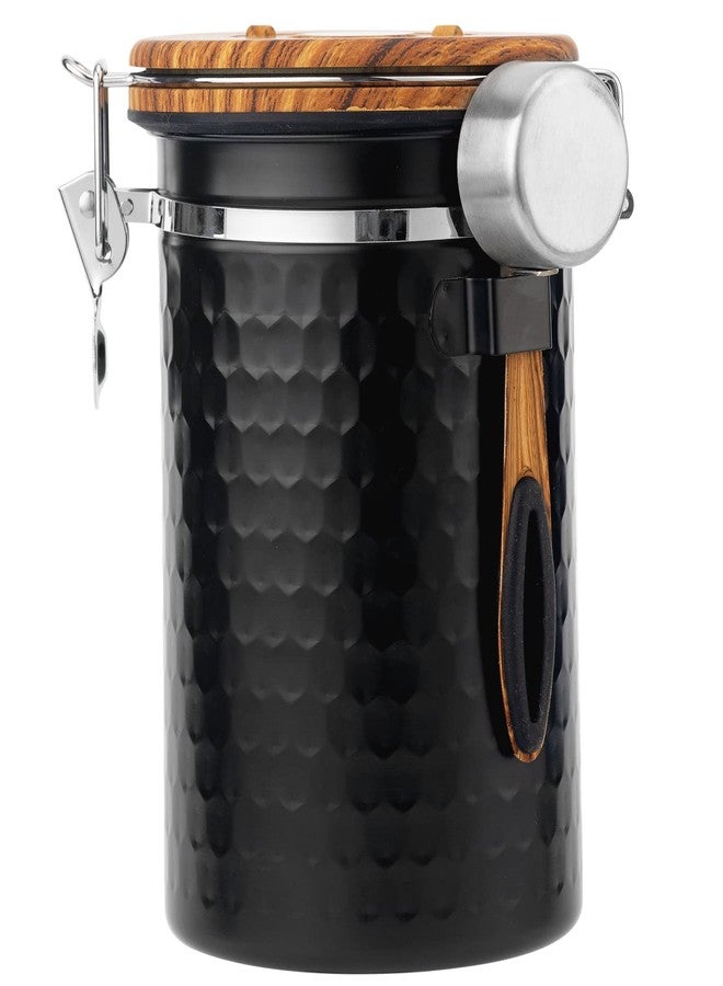 TEDSWAIT Coffee Canisters Airtight Coffee Bean Storage Container Kitchen Stainless Steel Food Storage Container with Scoop Date Tracker & CO2 Valve 61Fl Oz (Diamond Black) - Image 1