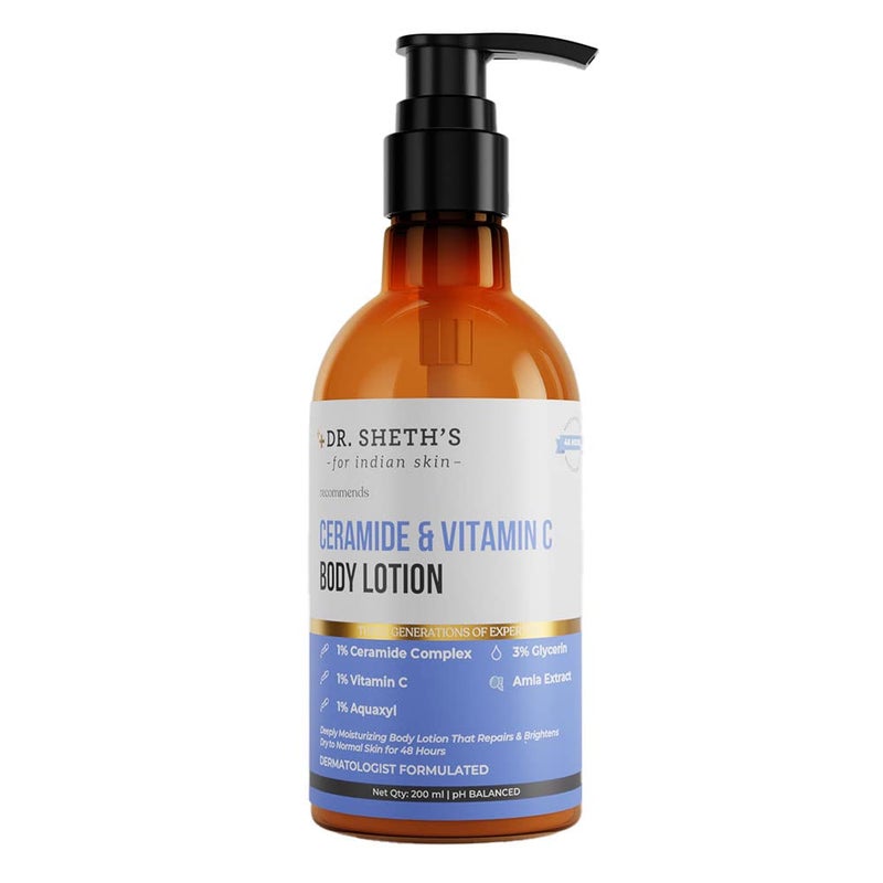 Dr. Sheth's Dr Sheths Ceramide  Vitamin C Body Lotion for Dry to Normal Skin  Deeply Nourishes  Soothes Dryness  Helps Reduce Discoloration  Gives Healthy Skin  676 Fl Oz200 ml