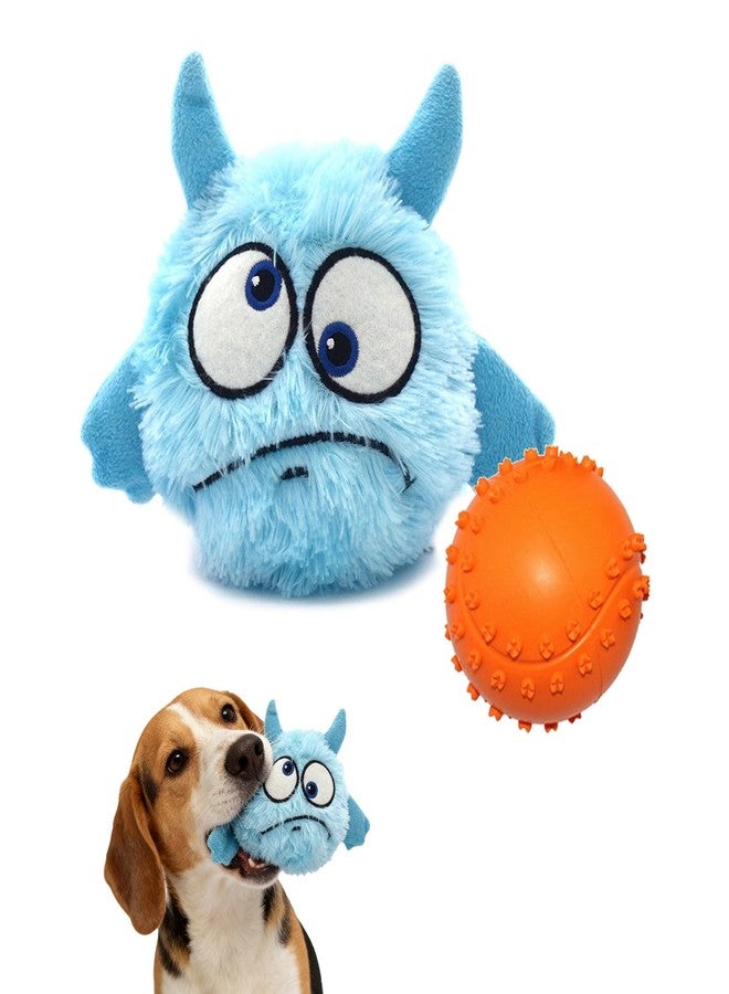 Billionchains 2-in-1 Squeaky Dog Toys for Small and Medium Breeds, Puppy Interactive Toys, Dog Plush Toy with Squeaky Ball for Halloween Xmas, Blue - Image 1