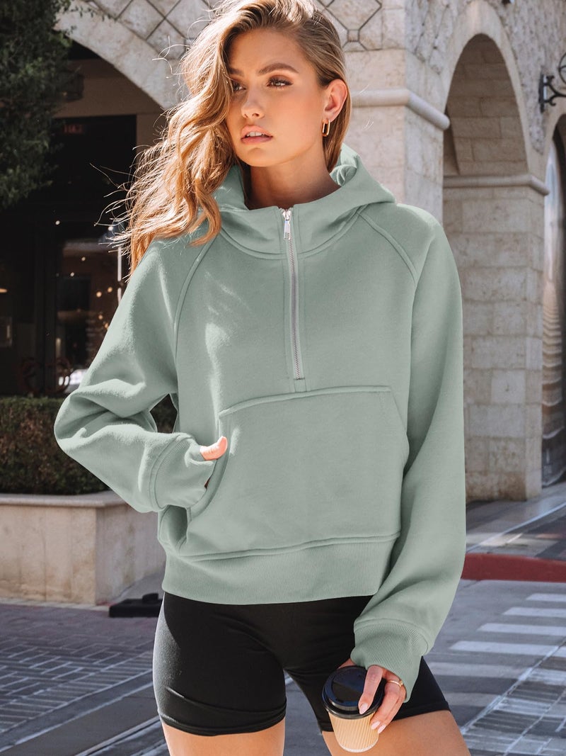 AUTOMET Womens Hoodies Fleece Fall Fashion Outfits Workout Sweatshirts Y2k Winter Zip Up Jackets Oversized Tops Clothes 2026 Greygreen XL - Image 5