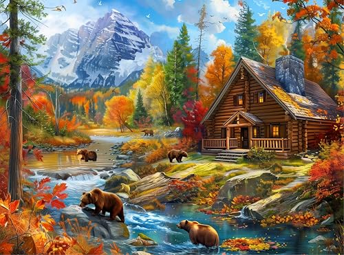 Nattork Jigsaw Puzzles 2000 Pieces for Adults Families Bear Village Pieces Fit Together Perfectly - Image 1