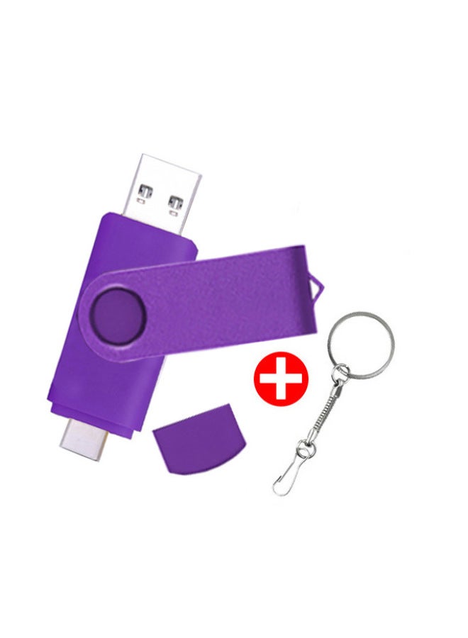 TYPE-C Mobile Phone U Disk OTG Rotating U Disk Can Be Fixed LOGO U Disk 8G16G32G64G128G Gift U Disk-color:purple-capacity:3.0 128GB  - Image 1