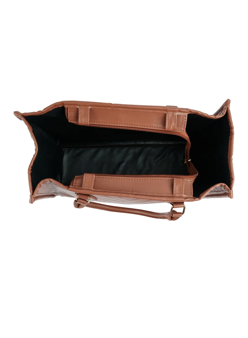 London Rag Brown Chevron Pattern Tote Bag