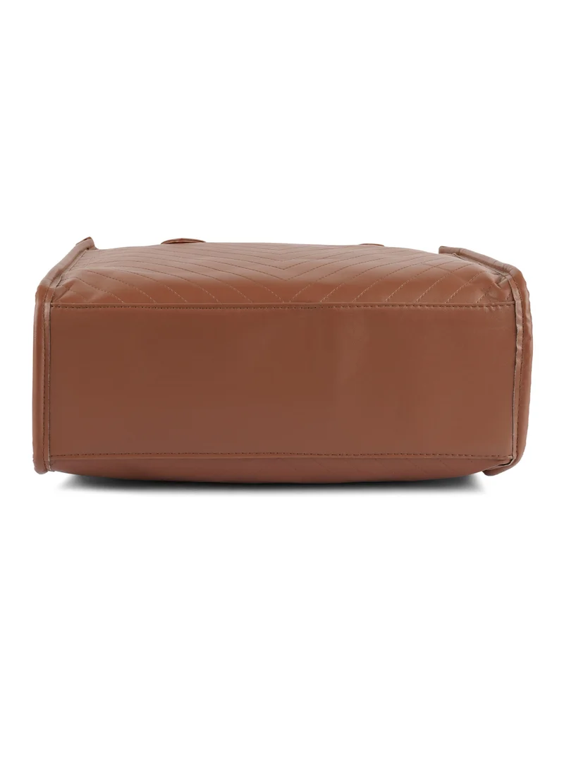 London Rag Brown Chevron Pattern Tote Bag