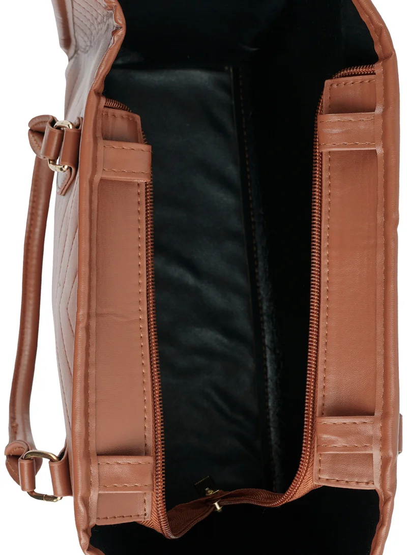 London Rag Brown Chevron Pattern Tote Bag