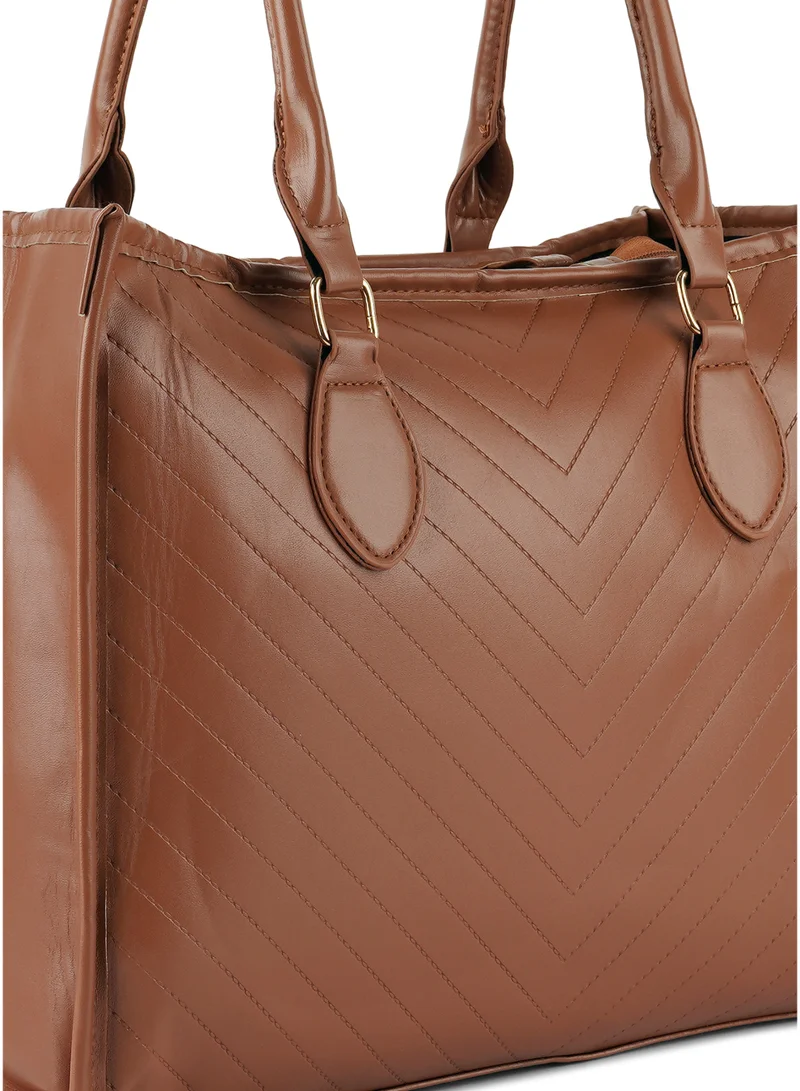 London Rag Brown Chevron Pattern Tote Bag