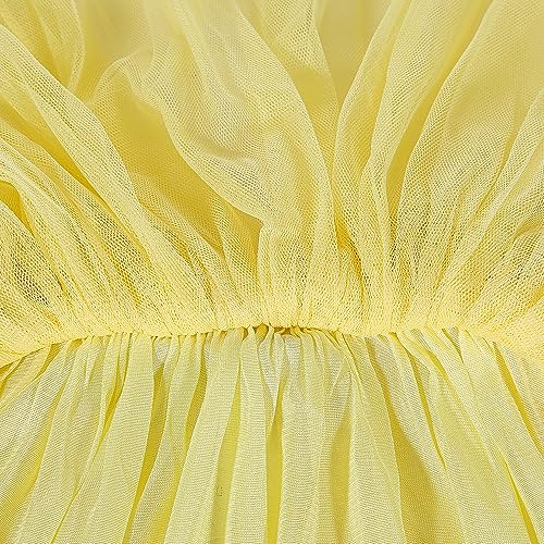 elamccor Toddler Baby Girl's Tutu A Line Knee Length Tulle Layered Long Party Skirt for Little Big Girls 1T-16T Yellow - Image 4
