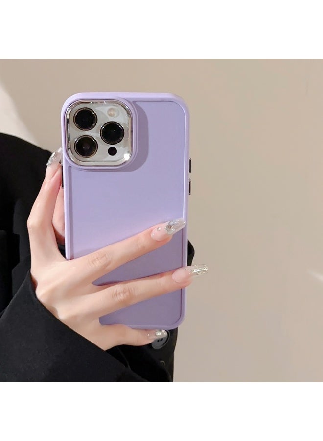 NIBEMINENT Electroplated Lenses Protective TPU Case Cover For iPhone 16, Purple