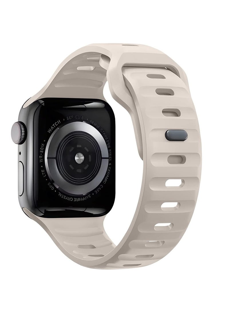 Generic - Compatible with Apple Watch Band 38mm 40mm 41mm 42mmBands for Men Women, Unique Rugged Design Silicone Wristband Strap for iWatch Series 10/9/8/7/6/5/4/3/2/1/SE 2/1 Starlight - Image 1
