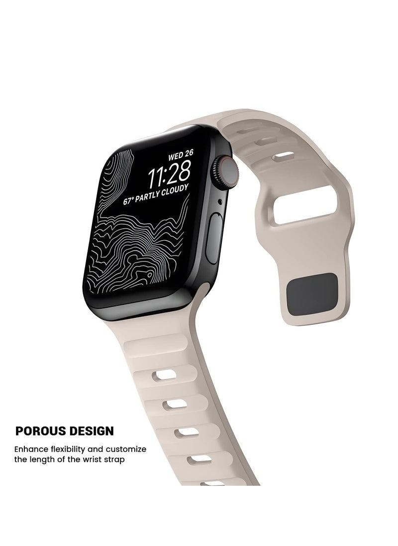 Generic - Compatible with Apple Watch Band 38mm 40mm 41mm 42mmBands for Men Women, Unique Rugged Design Silicone Wristband Strap for iWatch Series 10/9/8/7/6/5/4/3/2/1/SE 2/1 Starlight - Image 1