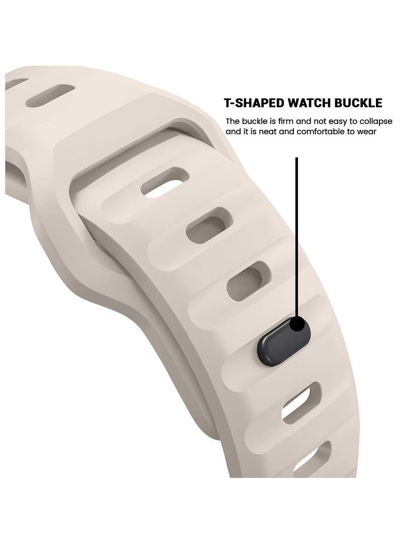 Generic - Compatible with Apple Watch Band 38mm 40mm 41mm 42mmBands for Men Women, Unique Rugged Design Silicone Wristband Strap for iWatch Series 10/9/8/7/6/5/4/3/2/1/SE 2/1 Starlight - Image 1