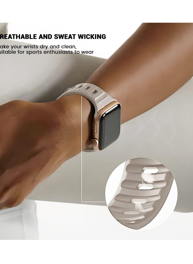 Generic - Compatible with Apple Watch Band 38mm 40mm 41mm 42mmBands for Men Women, Unique Rugged Design Silicone Wristband Strap for iWatch Series 10/9/8/7/6/5/4/3/2/1/SE 2/1 Starlight - Image 1